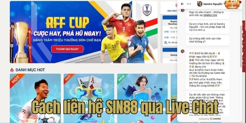 Cách liên hệ SIN88 qua Live Chat